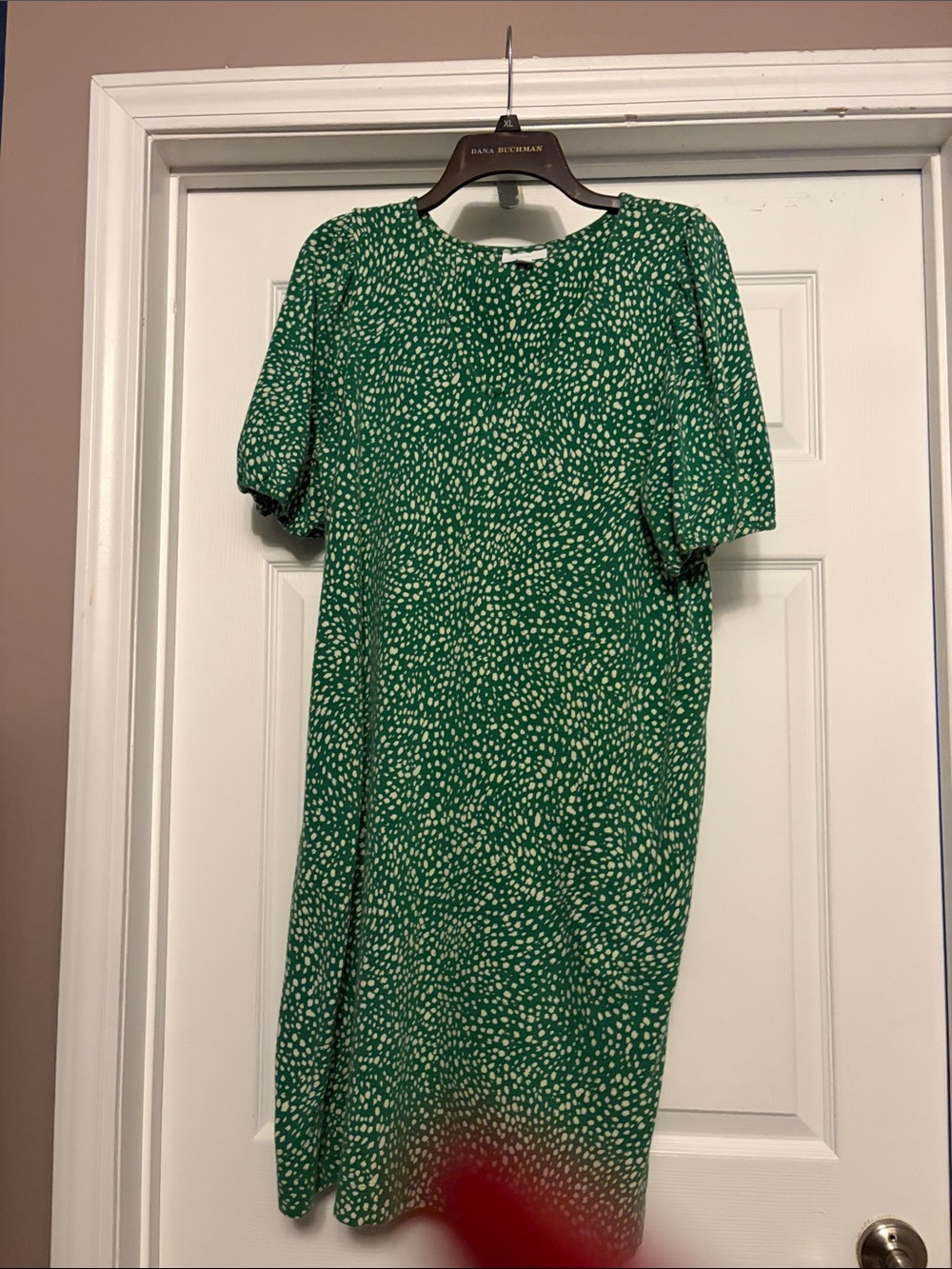 J Jill Knit V Neck Dress with Puff Sleeves